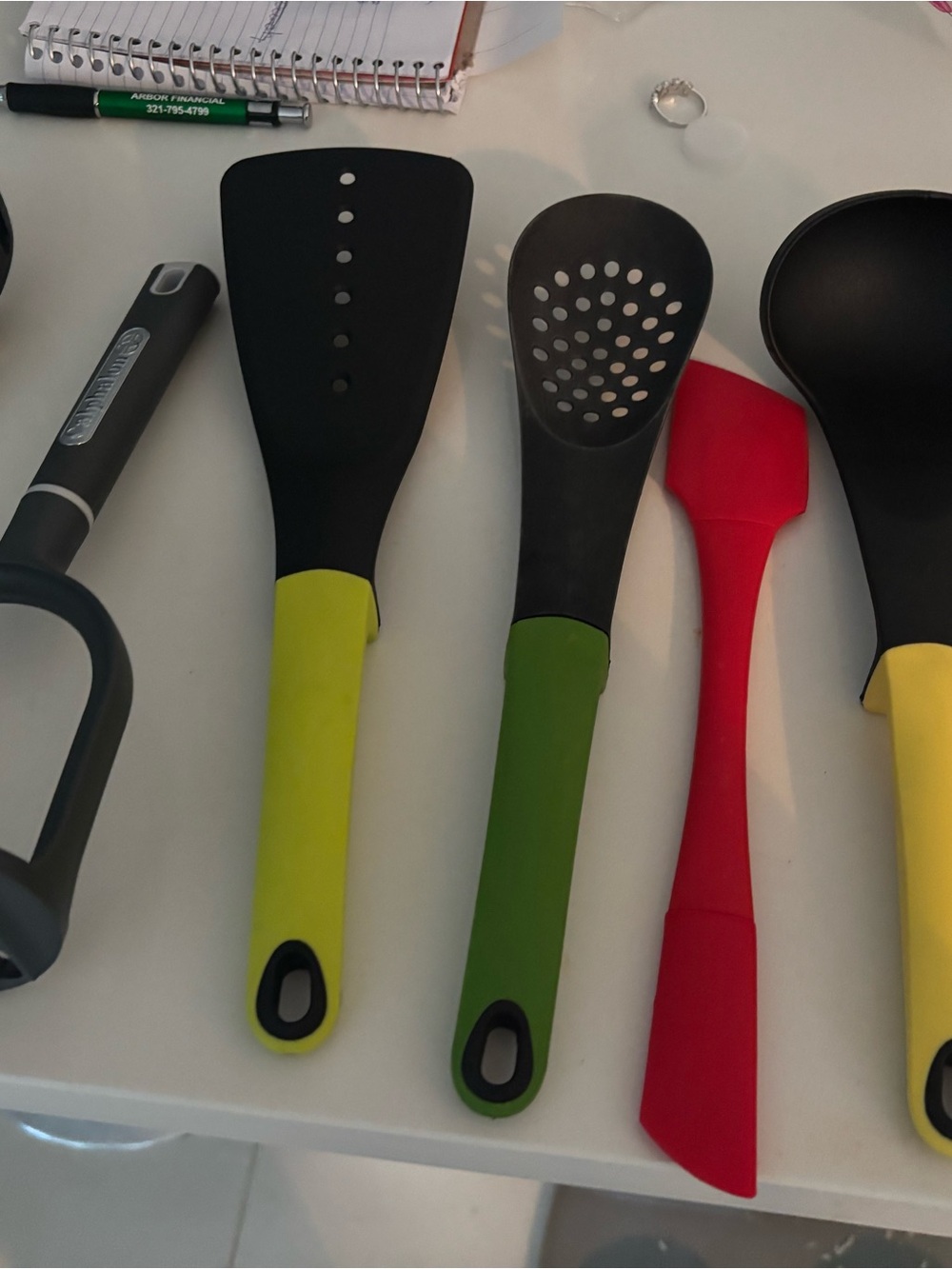 Silicone Kitchen Utensil Set - Red, Lime Green, Green
